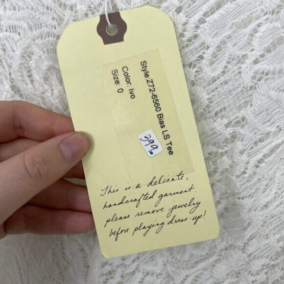 Raquel Allegra Top Womens Size Large Bias Long Sleeve Silk Lace Ivory NWT - Picture 7 of 8